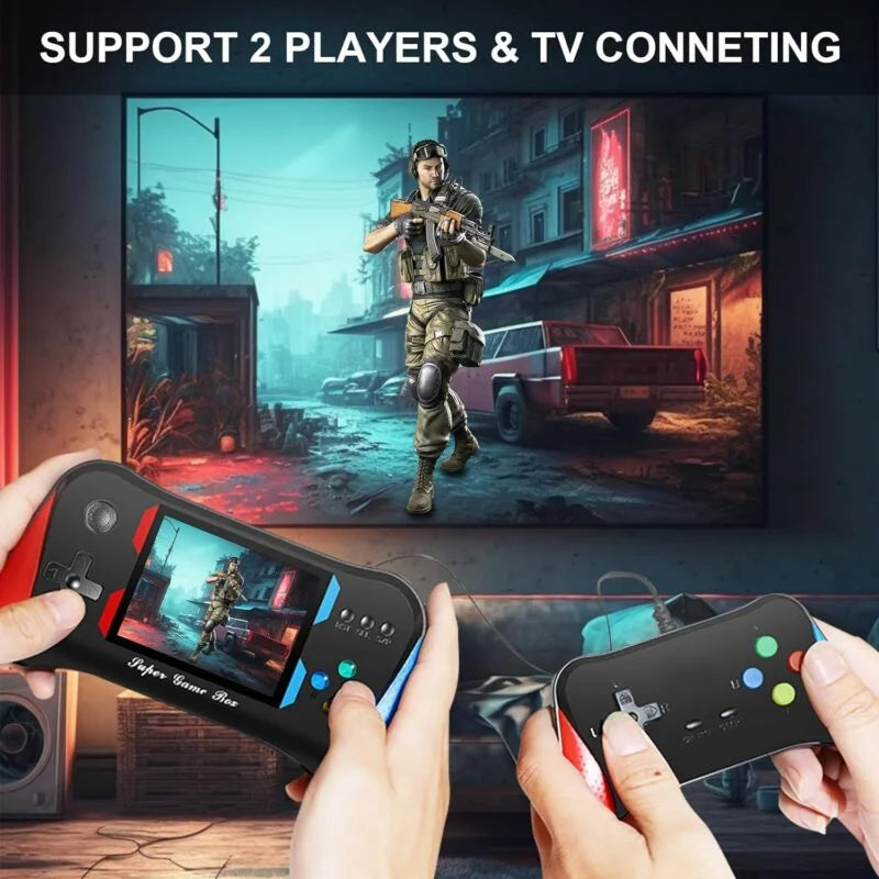 Two players using the retro gaming console Ahmedabad Console X7M – 3.5″ Display, 2-Player Fun Sam's Toys