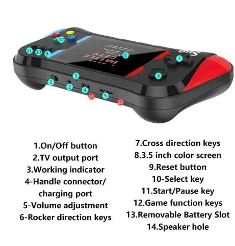 Buy retro gaming console Ahmedabad Console X7M with 3.5 inch display and 2-player fun from Sam's Toys