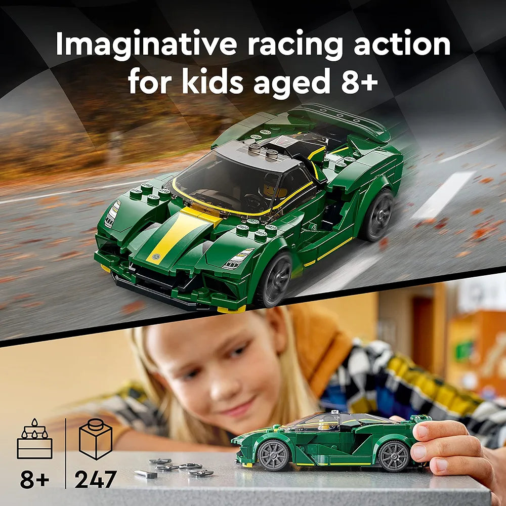 LEGO Speed Champions Lotus Evija 76907 Building Kit in Multicolor, for kids aged 8+, from Sam's Toys