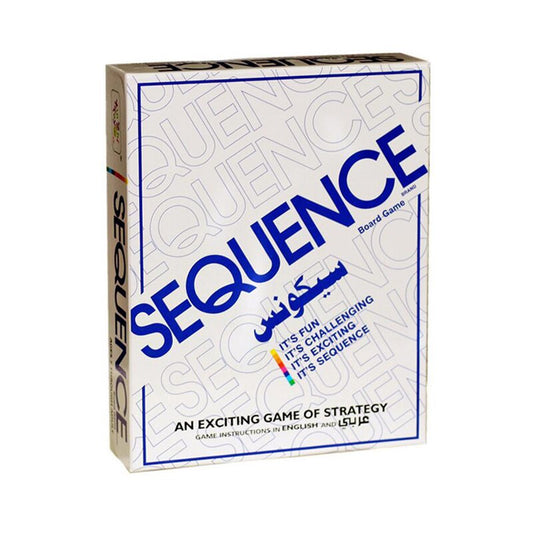 Sequence board game box with blue logo Family board games 2 to 12 players sequence online India ideal for family play