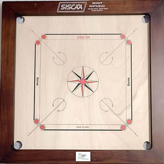 SISCAA wooden full size carrom board 6mm Ahmedabad Gujarat . Maple playing surface and dark wooden frame by samstoy in