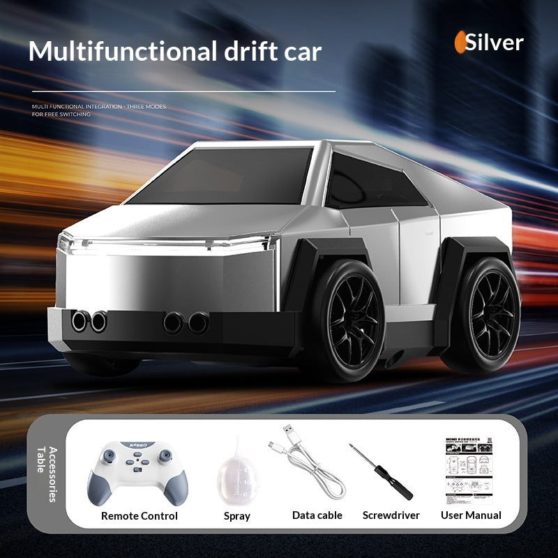 Silver multifunctional drift car with remote control for ages 6 and up from Sam's Toy World featuring smart electric vehicle charging