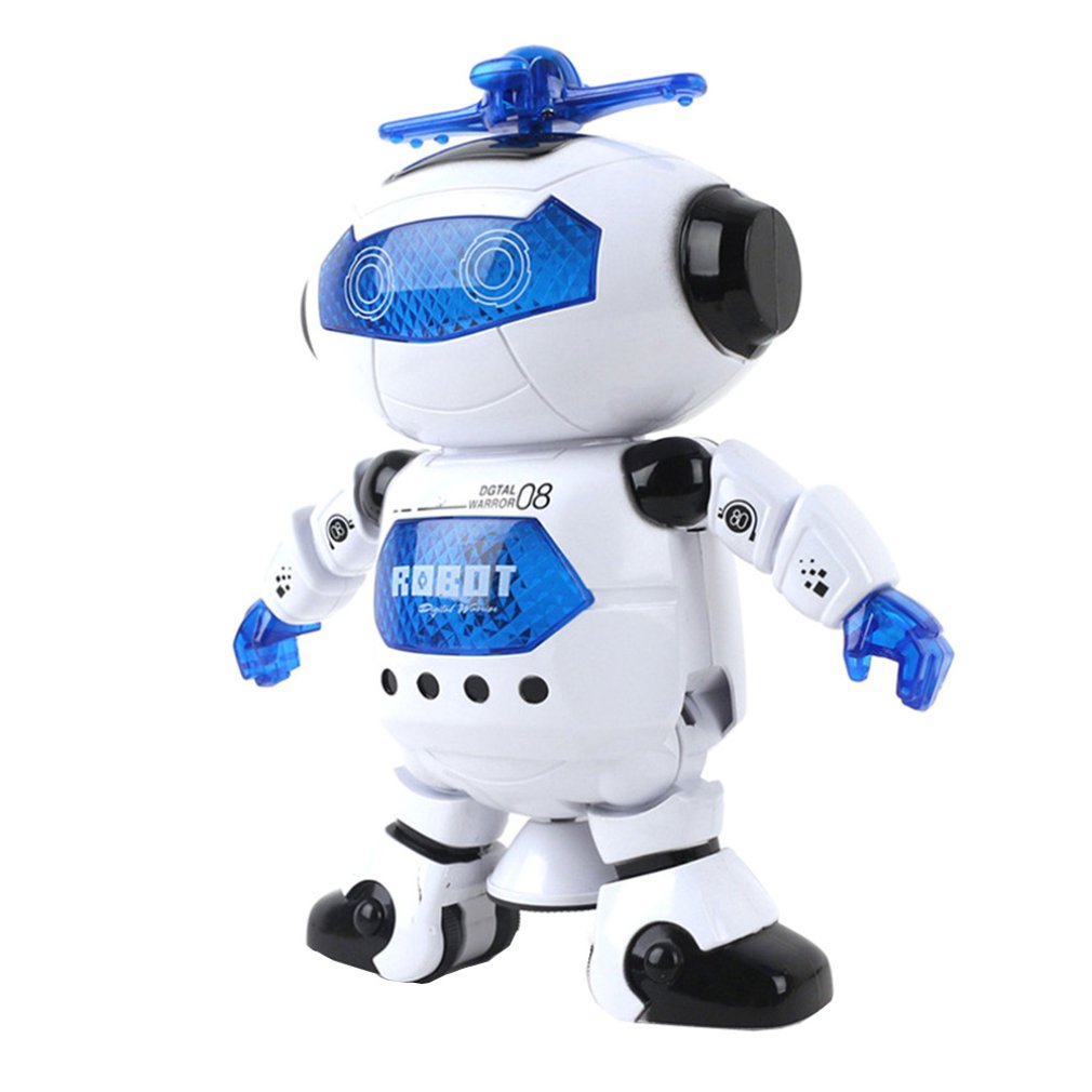 White and blue dancing astronaut robot with LED lights rotating smart dance astronaut robot toy Ahmedabad Online India