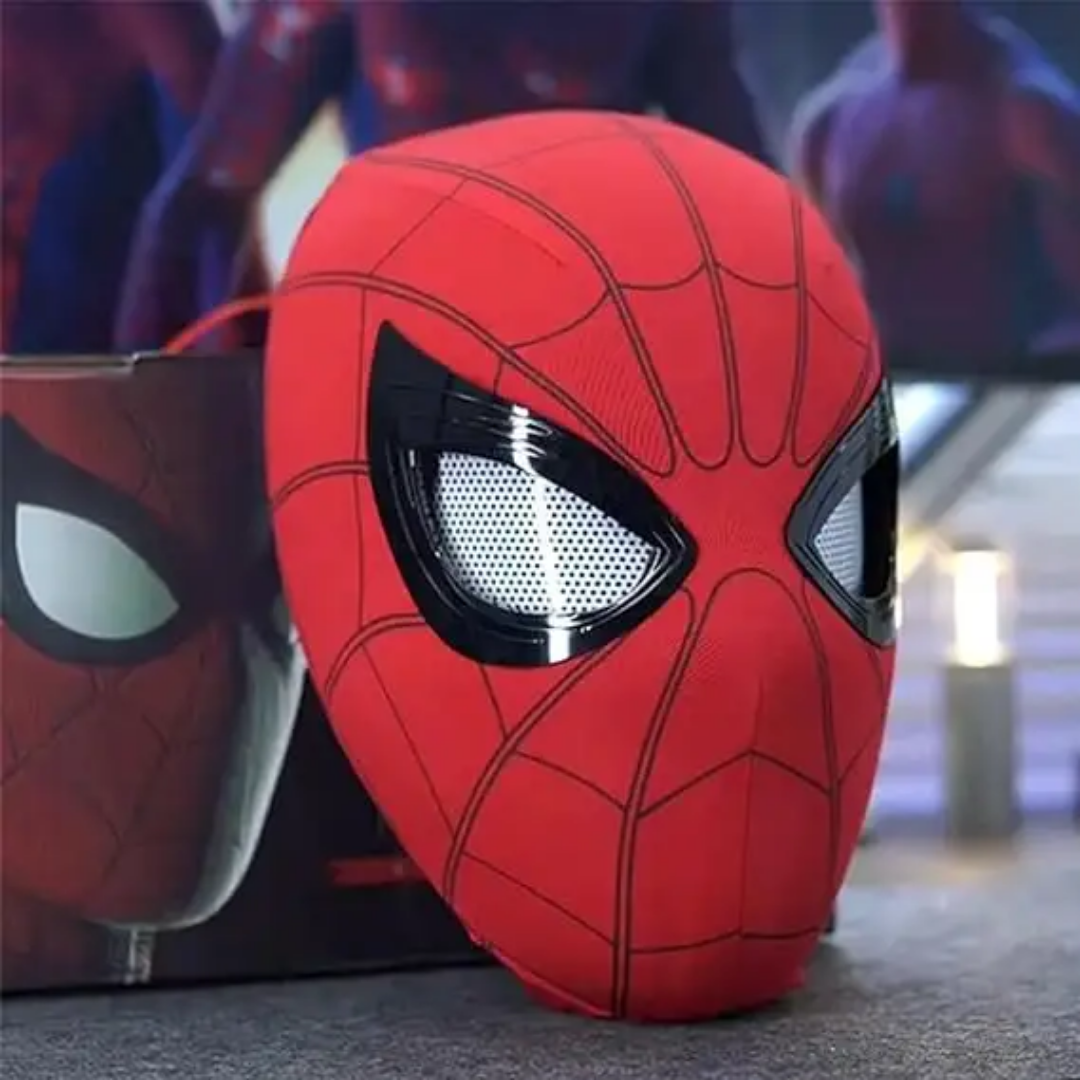 Red Spiderman mask light, front view, perfect for superhero-themed parties and playtime