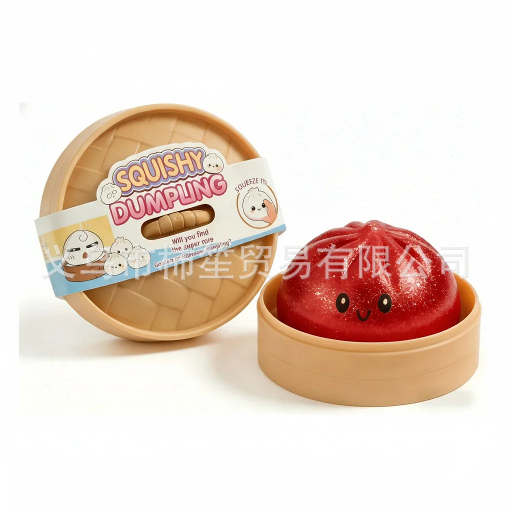 Squishy Toy Dumpling Bun Toy in Red with Happy Face for Ages 3 and Up from Sam's Toy World
