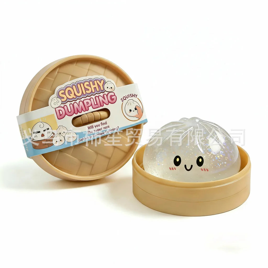 Squishy Toy Dumpling Bun Toy in clear design with smiling face for ages 3 and up from Sam's Toy World