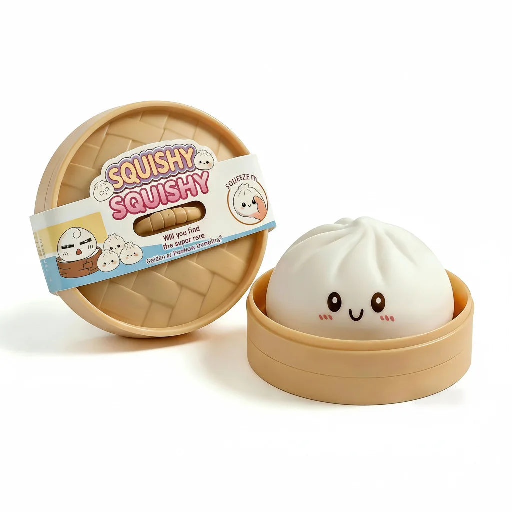 Squishy Toy Dumpling Bun Toy in white with cute face for ages 3 and up from Sam's Toy World