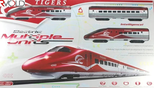 samstoy in red electric multiple unit toy packaging showing high speed train images remote controlled train set for kids