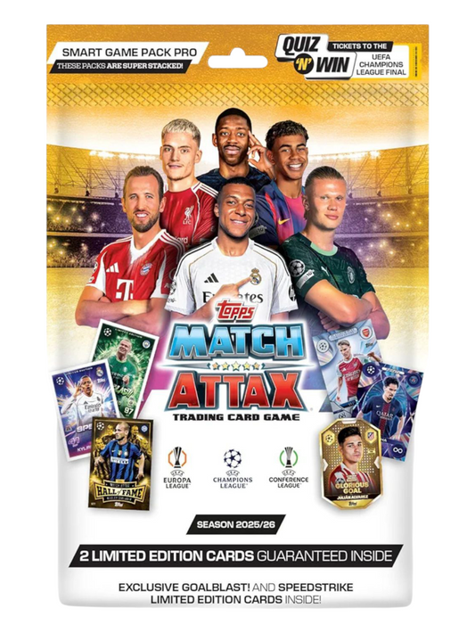 Topps Match Attax Season 2026 Smart Game Pack Pro with 2 limited edition football cards for kids