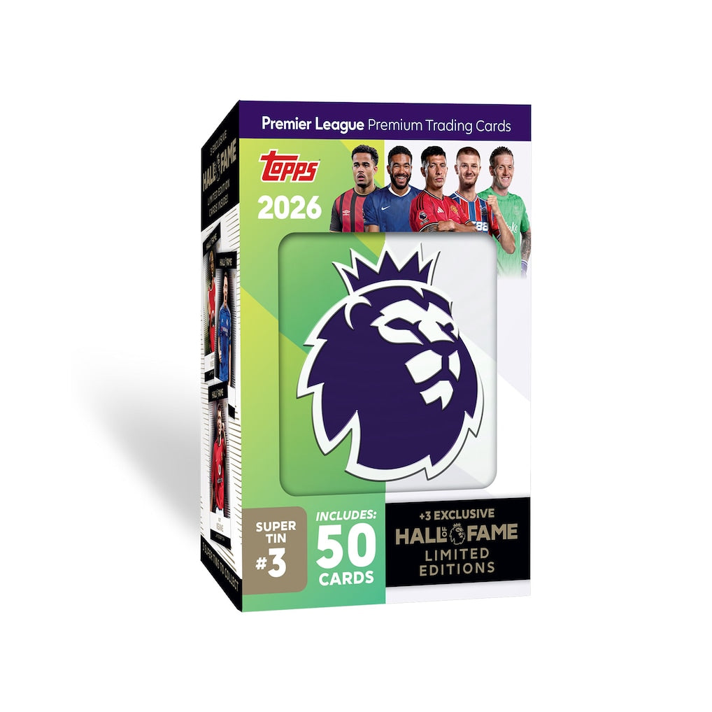 Topps Premier League 2025/26 trading cards Debut Edition Super Tin with 50 cards and exclusive limited editions