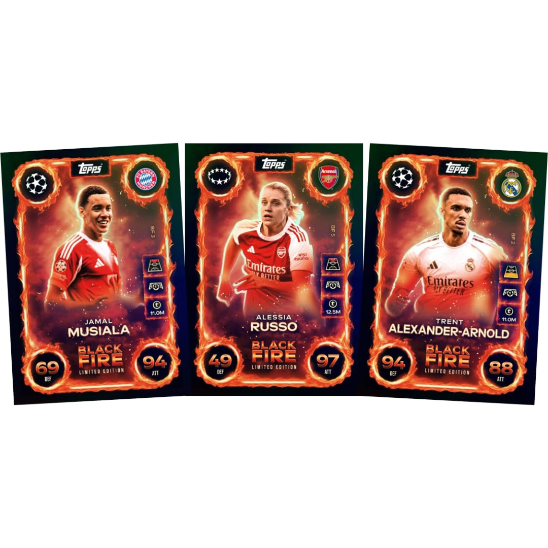 Set of TOPPS trading card game cards Match Attax featuring players in vibrant designs, for collectors and fans