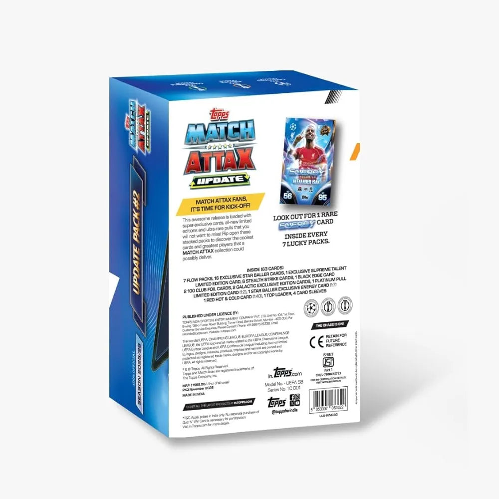 Topps Match Attax trading cards update pack, blue box, for football card collectors and fans