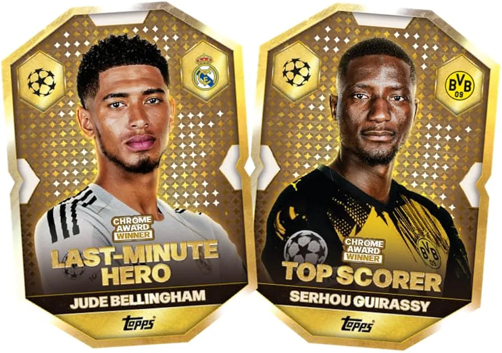 UEFA Champions League Match Attax cards 2025-26 featuring Jude Bellingham and Serhou Guirassy
