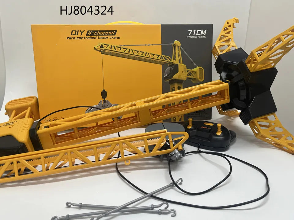 Sam's Toy World DIY Remote-Controlled Yellow Tower Crane for Kids, Ideal Toy Vehicles for Construction