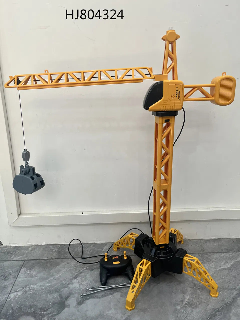Sam's Toy World Remote Control Yellow Construction Crane with Lift Action for Kids Age 6 and Up - Toy vehicles for construction