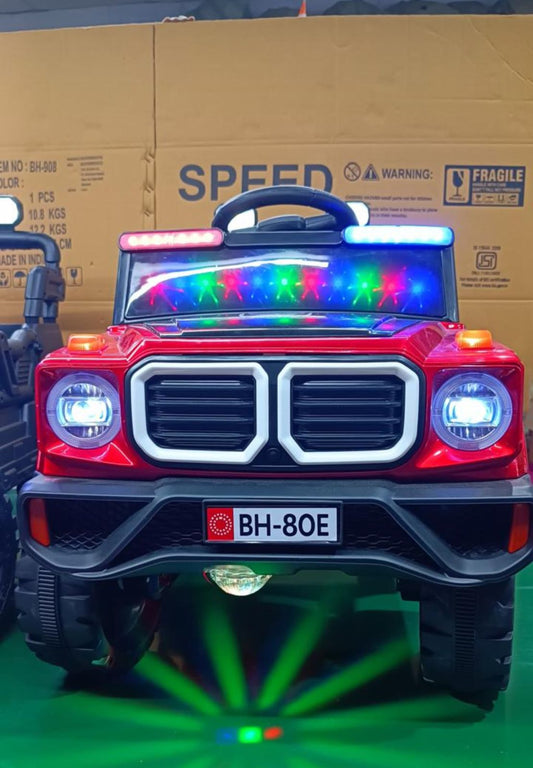 Red electric kids jeep with LED lights BH 801 ride on jeep for kids in Ahmedabad Gujarat online India .