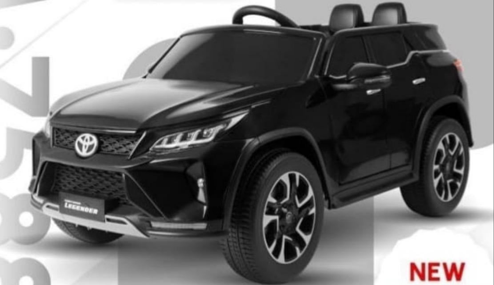 Black Toyota Fortune licensed ride-on car for kids Ahmedabad, front view, perfect for outdoor fun