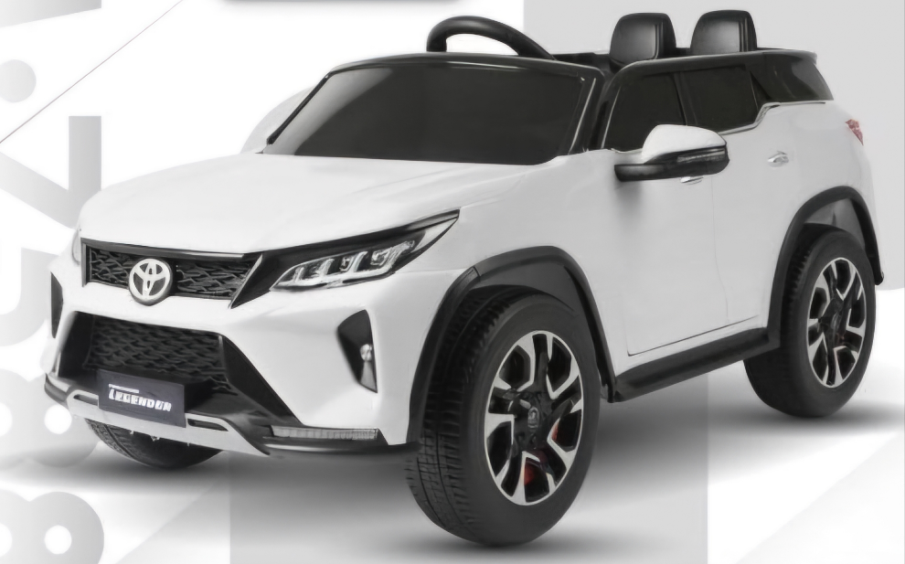 White Toyota Fortune licensed ride-on car for kids Ahmedabad, front view, ideal for outdoor fun
