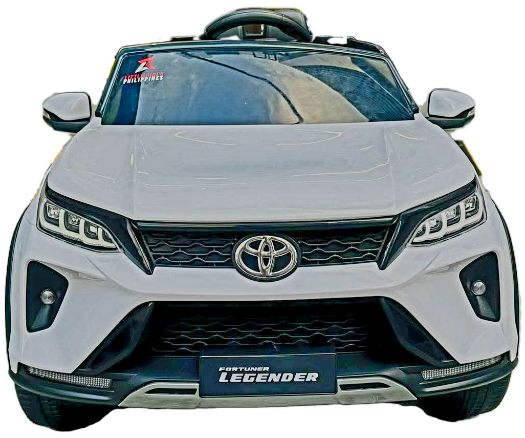 White Toyota Fortune licensed ride-on car for kids Ahmedabad, front view, ideal for outdoor play