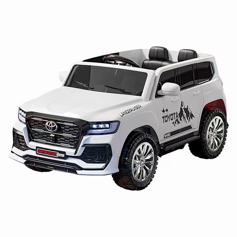 White Toyota Land Cruiser ride on toy suv car in Ahmedabad Gujarat with black seats and realistic design