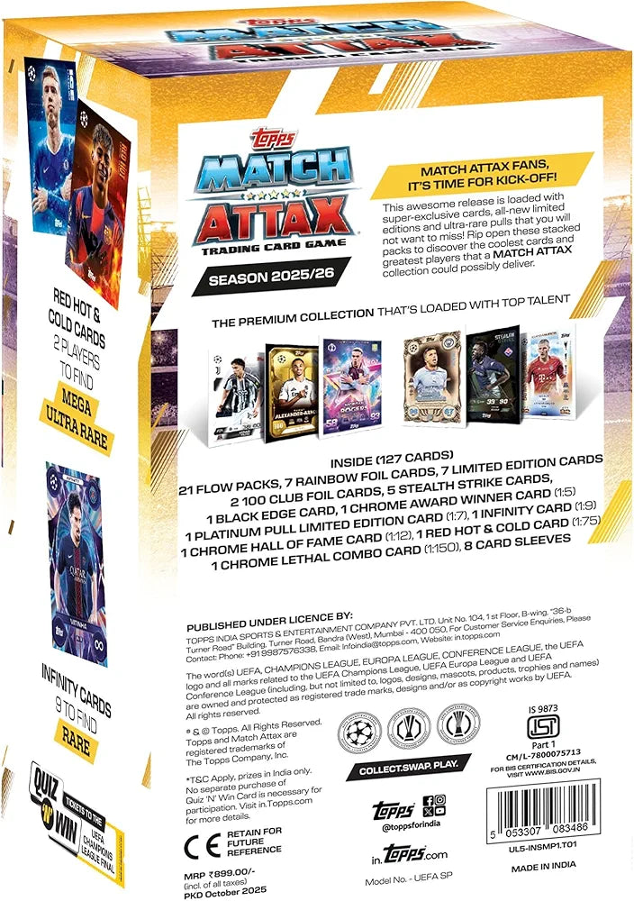 Topps Match Attax trading cards game football match attax collection box, back view, for card game enthusiasts