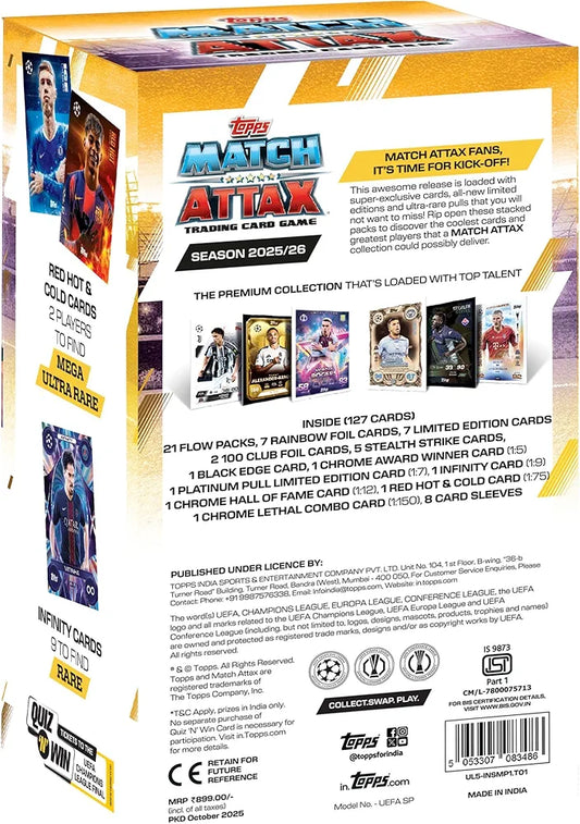Topps Match Attax trading cards game football match attax collection box, back view, for card game enthusiasts