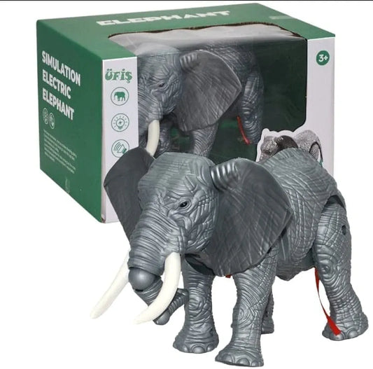 Misical lights realistic elephant toy for toddlers kids with simulation electric features in green packaging