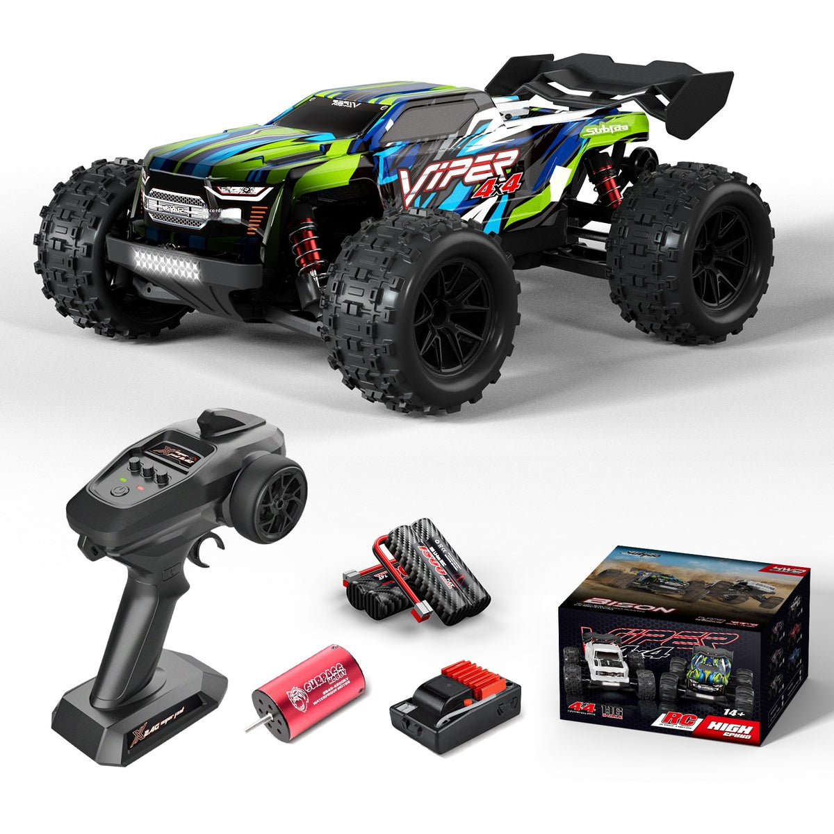 Sam's Toy World Viper 4x4 RC Cars Remote Control Car in blue and green for ages 8 and up