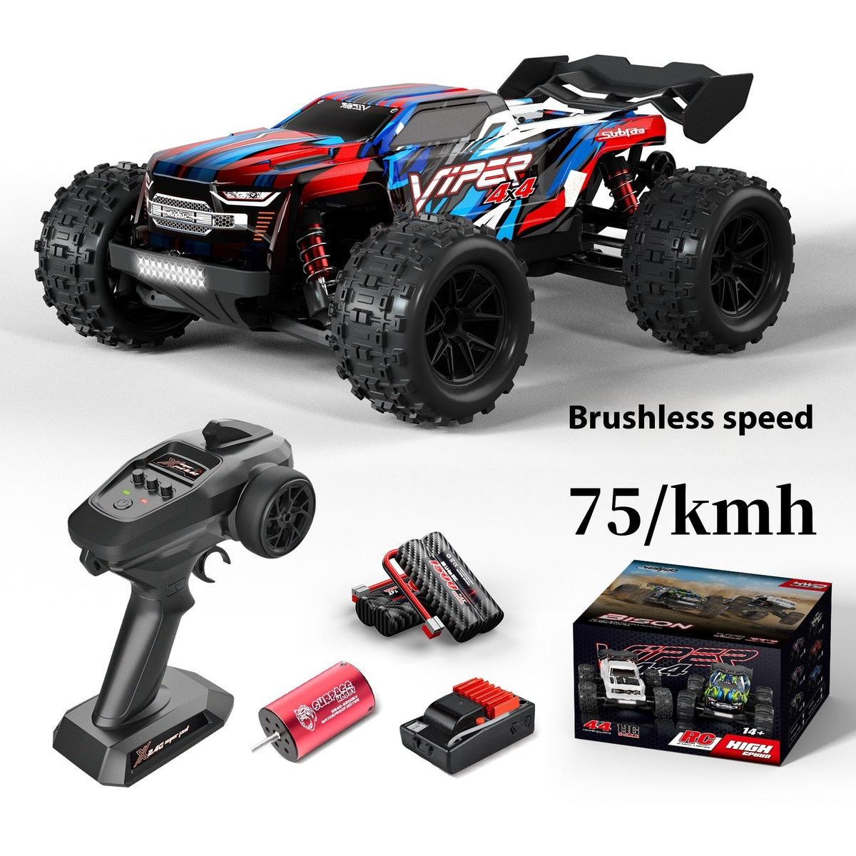 Sam's Toy World RC Cars Remote Control Car in red and blue, brushless speed up to 75km/h for ages 14 and up