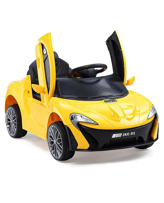 Yellow ride on car for toddlers 1 to 5 years below 5000 in Ahmedabad Gujarat with open doors and sporty design