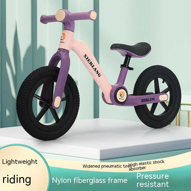 Kids balance bike in purple for riding, suitable for ages 3+, from Sam's Toy World, Ahmedabad