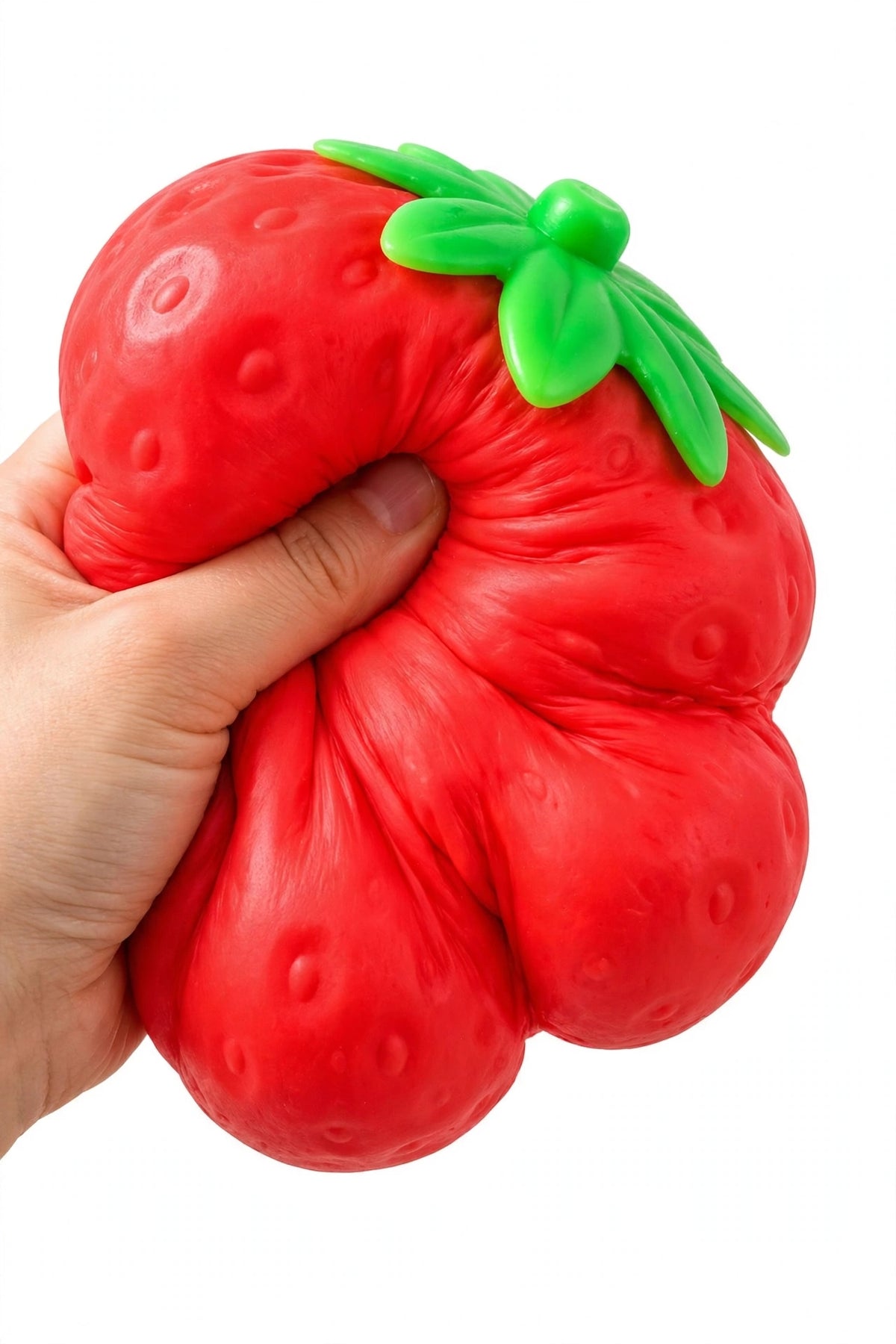 Squeezy strawberry jumbo strawberry squishy in red for stress relief, suitable for all ages from Sam's Toy World