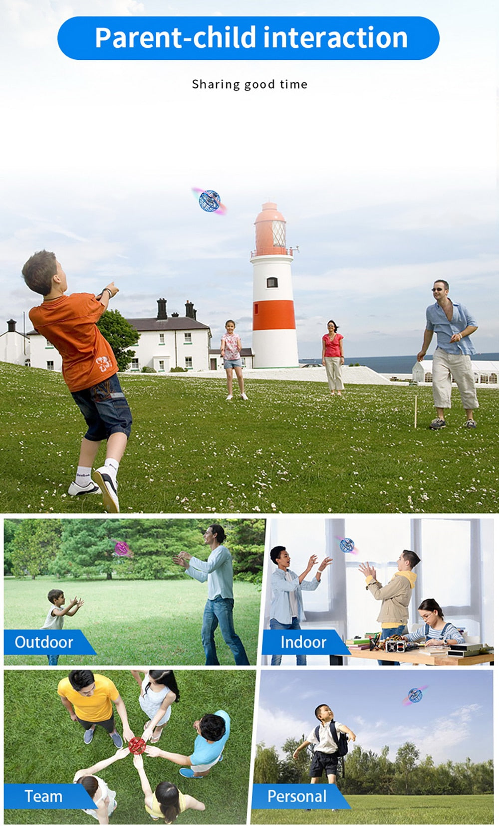 Flying ball battery toy in action, colorful design for ages 5+, perfect for Sam's Toy World outdoor fun