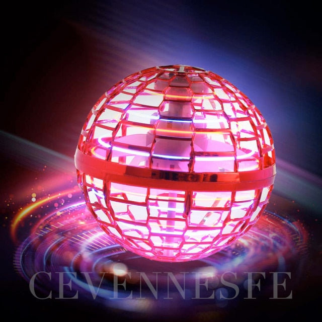 Sam's Toy World flying ball in red with colorful lights for ages 5 and up, promises fun and excitement