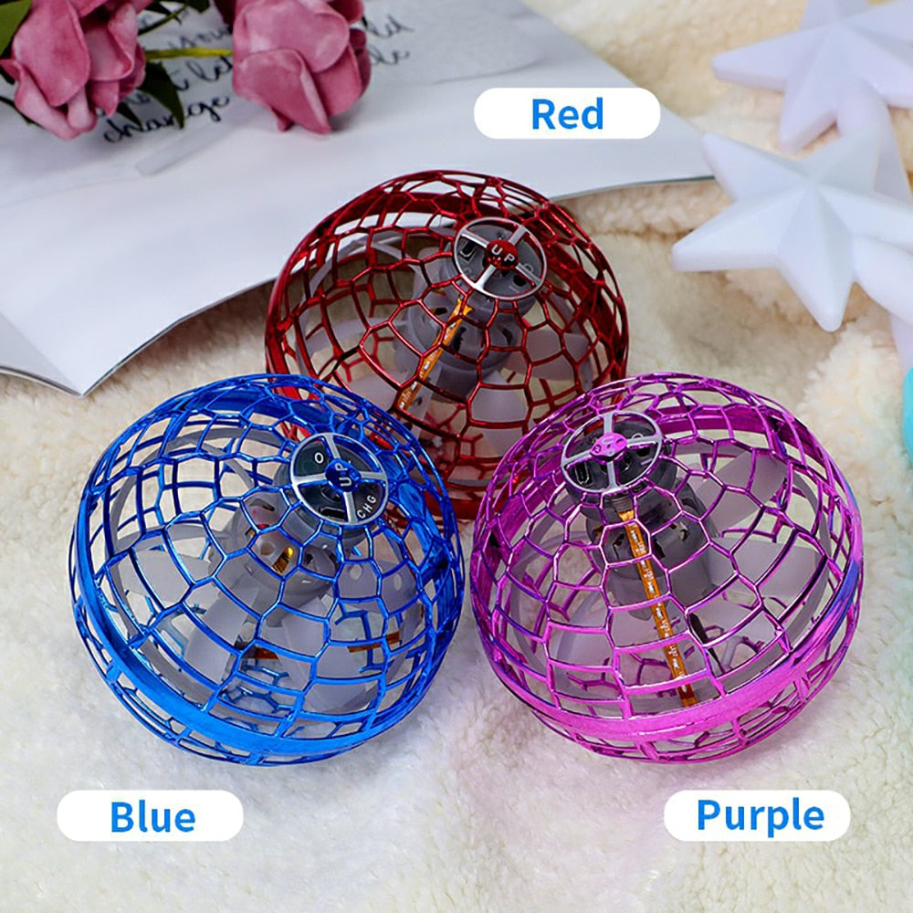 Three colorful flying balls in red, blue, and purple for children; from Sam's Toy World