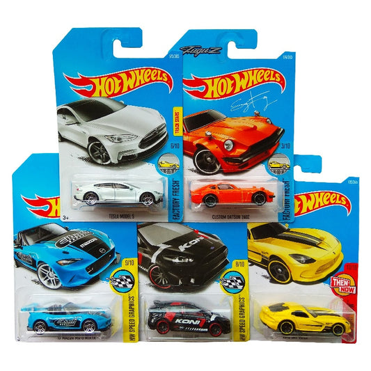 Five packaged diecast cars in blister cards original Hot Wheels cars collection available in Ahmedabad Gujarat .