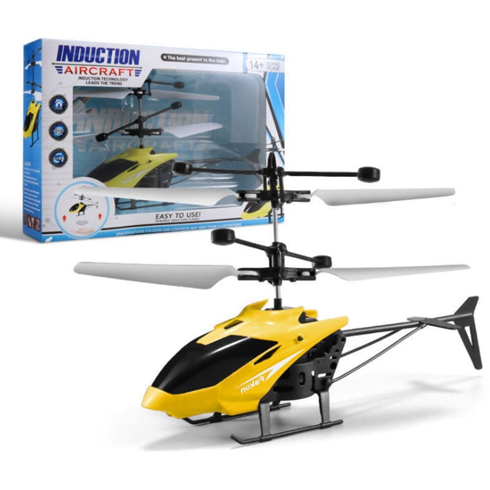 Sam's Toy World FLYING helicopter toy in yellow with induction action for kids ages 14 and up
