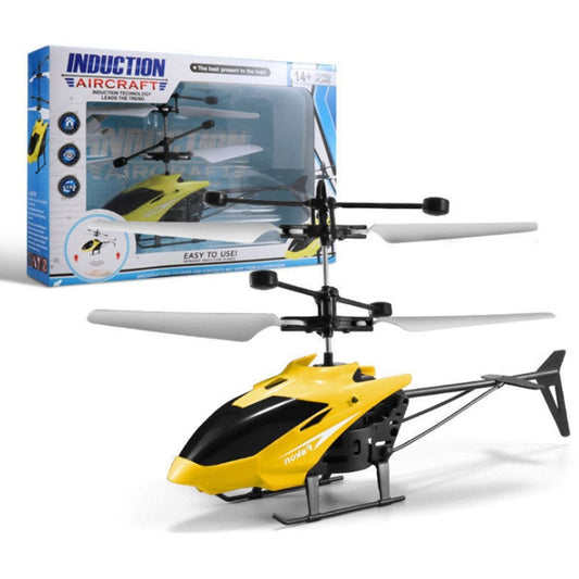 Sam's Toy World FLYING helicopter toy in yellow with induction action for kids ages 14 and up