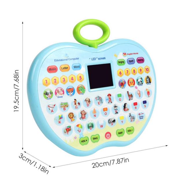 Montessori educational toys LED screen learning computer in blue for kids ages 3-6 from Sam's Toy World